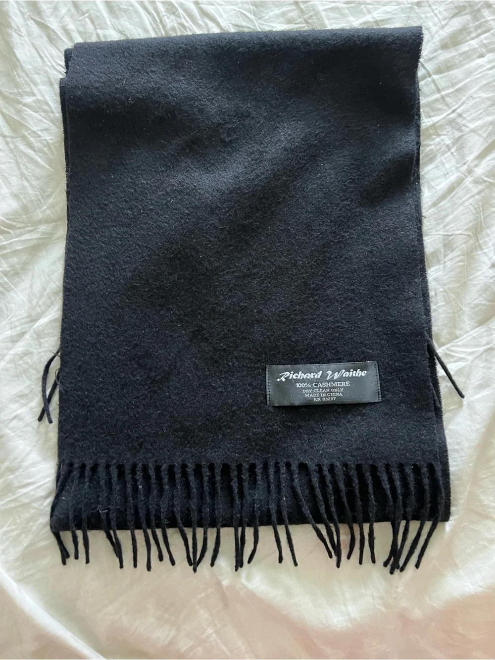 Richard Weithe 100% Cashmere Scarf Black Luxury Elevated Basics